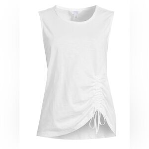 TIME & TRU Womens Tank Top Size Large 12-14 White Ruched Front New